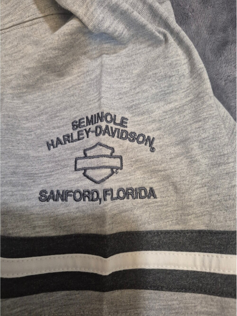 Vintage 2008 Harley-Davidson Grey Striped Sleeve Jersey Tee - Picture 6 of 9